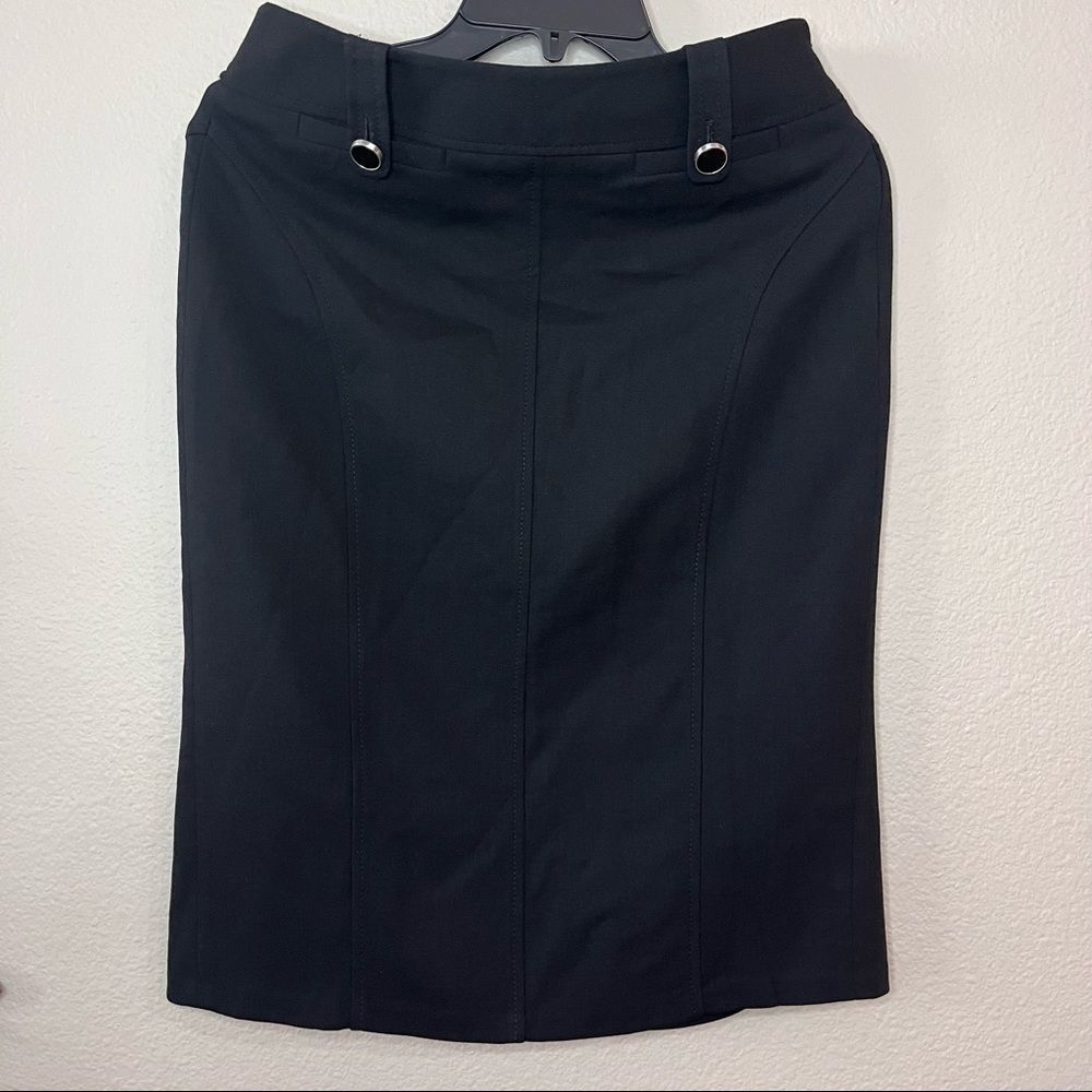 Ann Taylor 2 Black Pencil Skirt W/ Accents